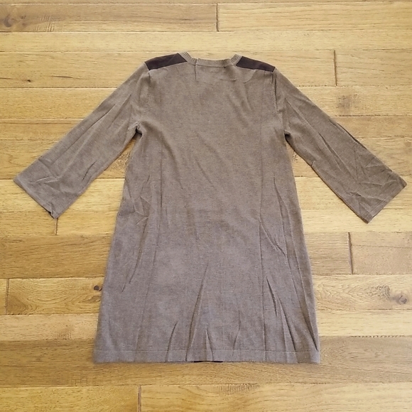 NWT Petite Colorblock Sweater Dress Taupe Chocolate Brown Tan - Picture 3 of 3